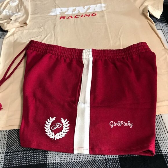 VS PINK IVY FLEECE SHORTS WITH CAMPUS TEE & RACING LOGO SIZE XXL - Picture 3 of 9